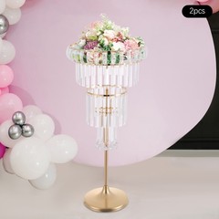 2PCS Wedding Flower Stand, 4 Tiers Flower Stand, Gold Wedding Centerpieces Stand