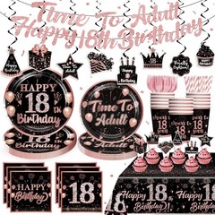 Yingoto 181PCS 18th Birthday Decorations for Girls Tableware Set, Rose Gold 1…
