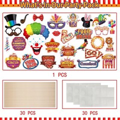 30 Pieces Carnival Photo Booth Props Funny Circus Carnival Photobooth Props C…
