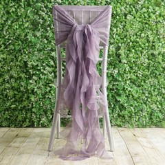 Amethyst Premium Curly Chiffon CHAIRS Covers Cap SASHES Bows Ties Wedding