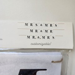 MRS & MRS, MR & MR, MR & MRS Wedding Banner White Fabric Twine 81” Party Banner