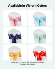 100pcs 7x108inch Light Green Satin Chair Bow Sashes Seamless & Iron-Free