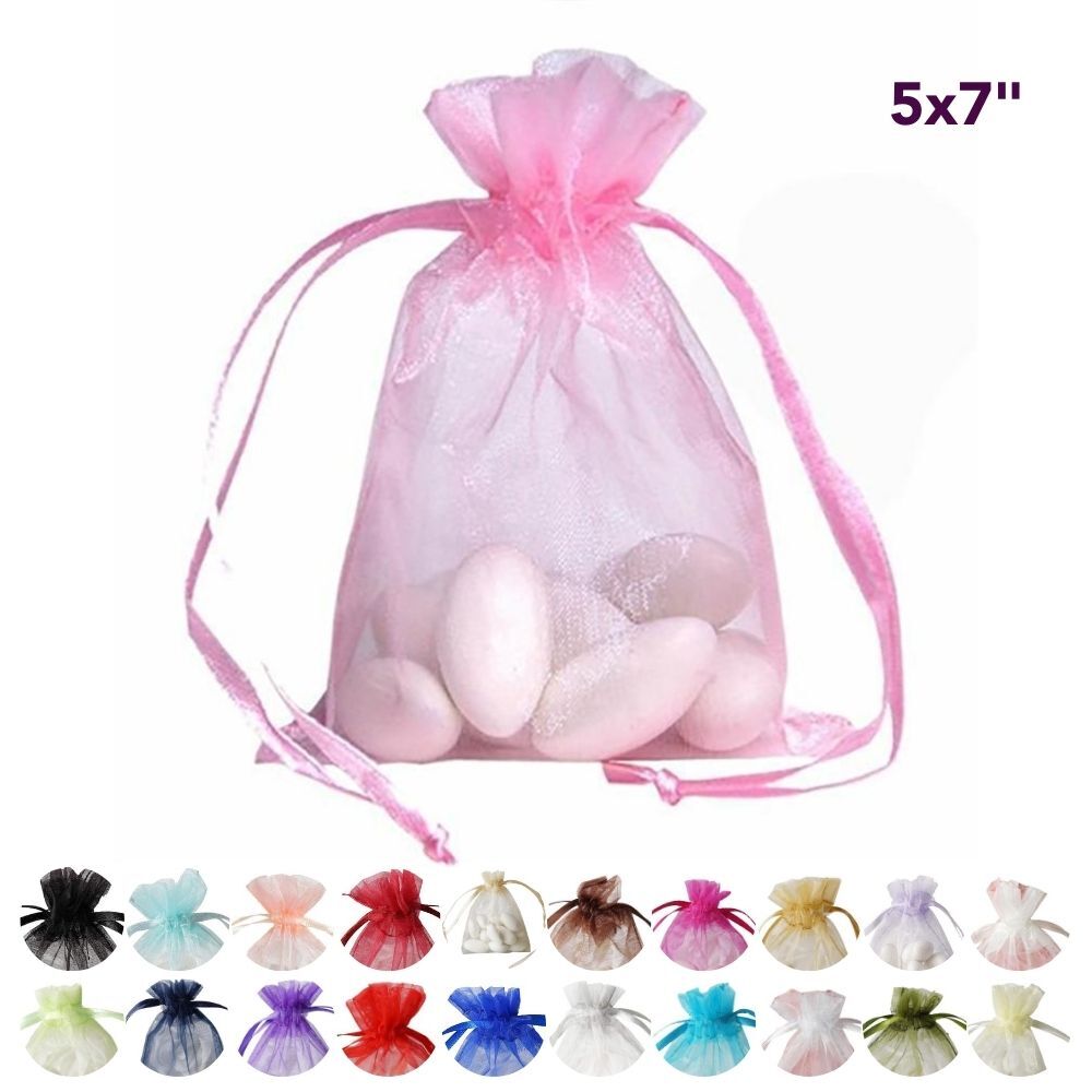 5×7″ Sheer ORGANZA BAGS with Pull String Drawstring Pouches Wedding Party Favors