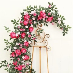 Two-tone rose vine2-Pack 74.8in Dual-Color Artificial Rose Vines, Deep Pink