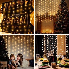 LED Window Curtain Light, Warm White Fairy String Light with Remote Control