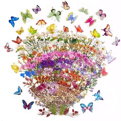 Butterfly Floral Stiers Bulk – 320 Pcs Transparent Realistic
