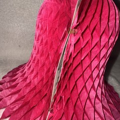 Lot of 2 Vintage Westminster Honeycomb Bells Decorations Magenta Pink