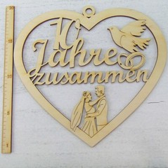 Anniversary 10 Years Together, Wedding Anniversary Dove Wedding Rings Wooden 21cm Gift