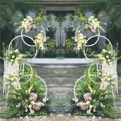 2X White Hoop Pillar Flower Stand Metal Wedding Arch Party Stage Photo Backdrops
