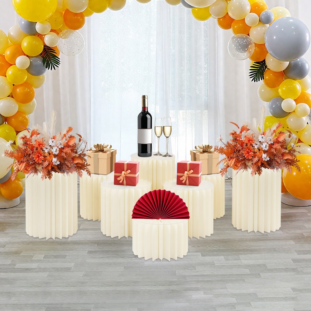 8-Piece Round Cylinder Wedding Flower Stands Paper Stand for Wedding Dessert