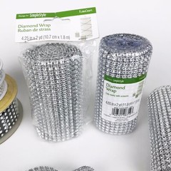 Crystal Diamond Ribbon Wrap Wedding Home Cake Crafts Decor Silver Gold BIG LOT