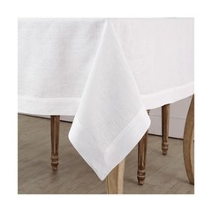 60×102 Inch 100% Pure Linen Tablecloth, White, Machine Washable
