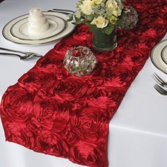 Rosette Satin Table Runner Ribbon 3D Rose Spiral Wedding Party Table decoration