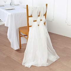 10 Ivory Premium Chiffon Wide CHAIR SASHES Wedding Party Reception Decorations