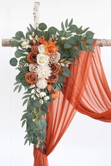 DIY Burnt Orange Wedding Arch Flowers Set: 3 Vivid Swags & 26Ft Draping Elegance