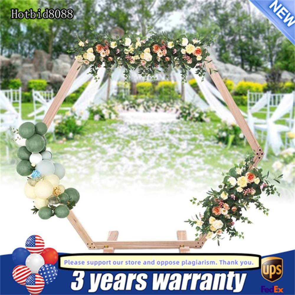 Wooden Wedding Hexagonal Arbor Backdrop Hexagon Wood Wedding Arch Frame Decor.