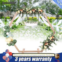 Wooden Wedding Hexagonal Arbor Backdrop Hexagon Wood Wedding Arch Frame Decor.