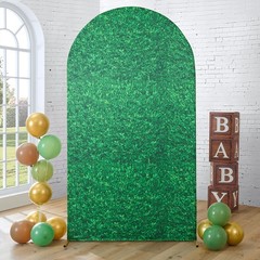 7.2 ft Green Leaves Arch Backdrop Cover, Wrinkle Free Stretchy Spandex Greene…