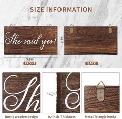 2 Pieces He Asked She Said Yes Sign Wedding Engagement Brown, White