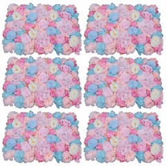 6pcs Wedding Artificial Flower Wall Panel Orchid Pink Silk Petals Backdrop Decor