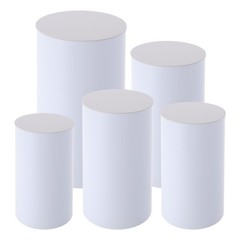 Cylinder Stands For Party-set Of 5 White Cylinder Pedestal Stand Decoration