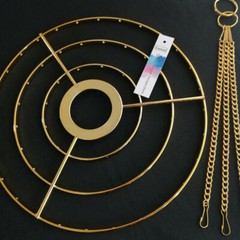2Pcs Chandelier Frame Wedding Prty Centerpiece Decoration Hanger 8.6″ W Gold DIY