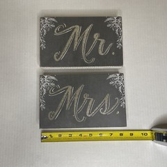 Wedding Decor Set Of 2 Mr Mrs Sign 8”x5” Each