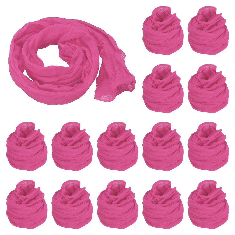 15Pcs Stocking Flower Fabric 65cm/26″ for DIY Mesh Flowers Making, Dark Pink