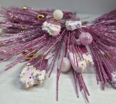 Pink Glitter Christmas Tree Picks Ice Cream Bars & Ornaments Alligator Clips