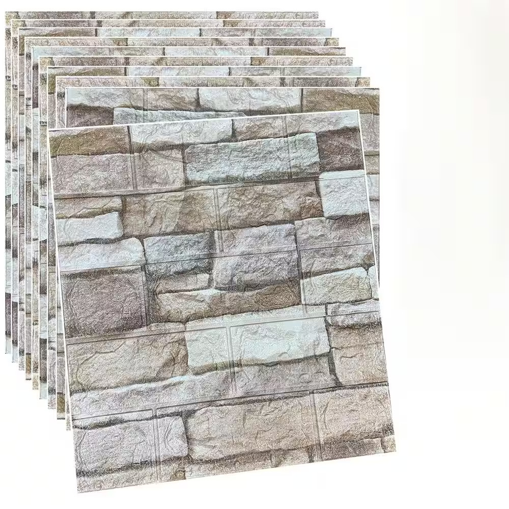 13.7 In. X 15 In. X 0.28 In. 3D Foam Thin Block Wall Panel for Home Wall Decor,