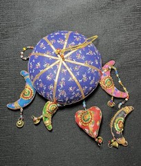 Indian Wedding Decoration Hanging Heart and Moon Umbrella Lot of 2