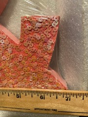 8″ X 7″ Wooden “&” Pink Sequin Sign *NEW/Sealed* k2