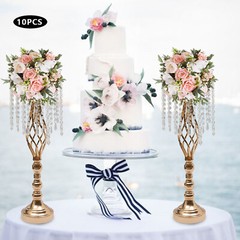 10Pcs Crystal Flower Stands Vases 55cm Wedding Centerpieces Dining Table Gold US