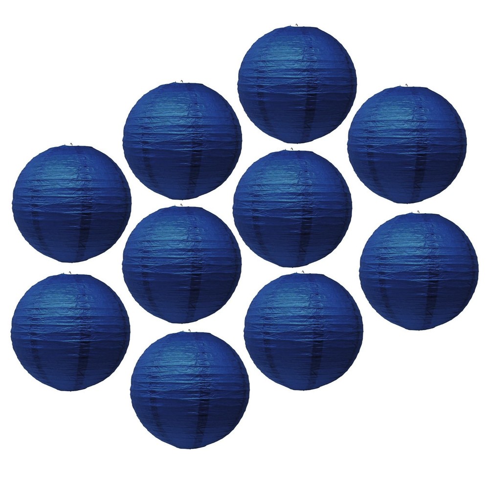 Mudra Crafts 12 Inch Round Chinese Navy Blue Paper Lanterns Hanging Decor | 1…
