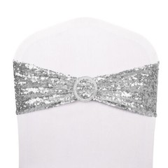 10-100Pcs Stretch Sequin Wedding Chair Bands with Buckle Slider Sashes Bow Decor