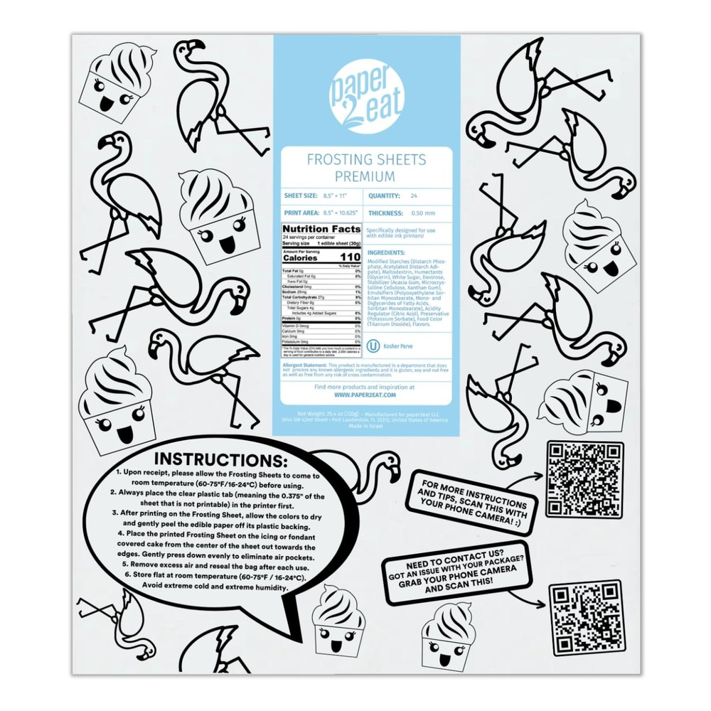 paper2eat Frosting Sheets Premium 8.5“ x 11“ – 24 count – White Edible Icing …