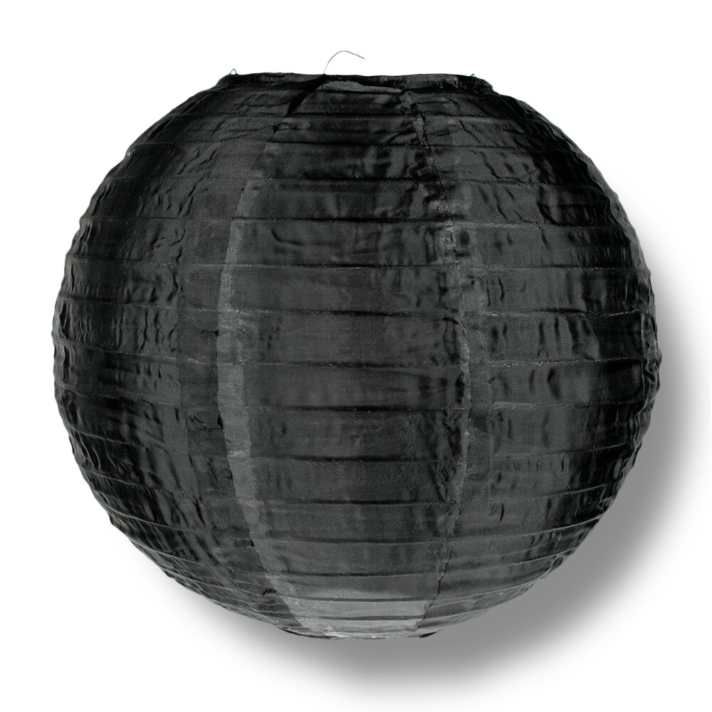 20″ Black Nylon Lantern, Even Ribbing, Durable, Hanging Decoration