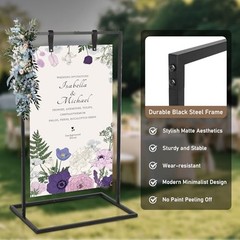 50″ H Wedding Welcome Sign Stand with Anti-Rust Coating, 50*30*20in Black