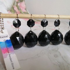 30pcs Black Acrylic Octagonal Bead 32mm Diamond Ball Pendant Garland Chandelier