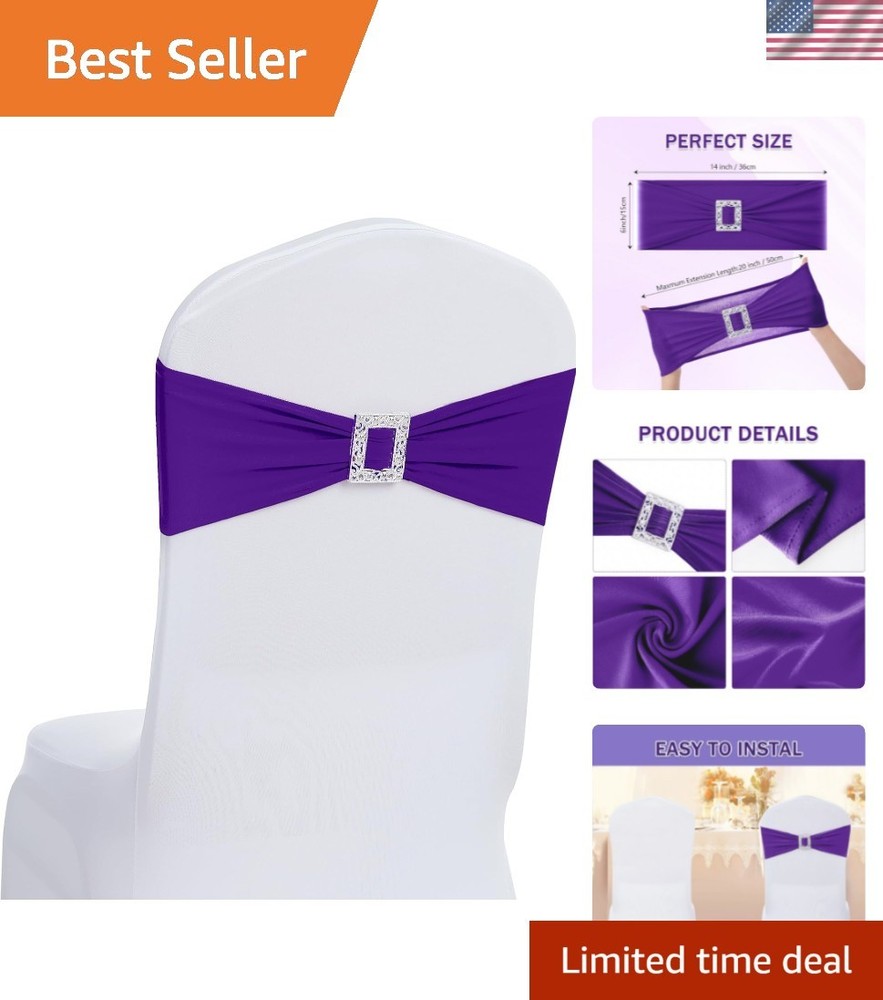 120 PCS Spandex Chair Sashes Bows Stretch Chair Cover Band with Buckle Slider…