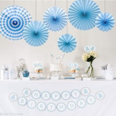 Hanging Paper Fans Party Set, Round Pattern Paper Garlands Decoration for Bir…