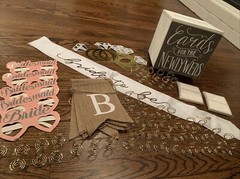 Wedding / Bridal Accessories Lot – Card Box, Table Number Holders, Signs