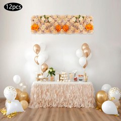 Wall-Mounted 12 Pieces Artificial Flower Wall Panels for Wedding Party Backdrops