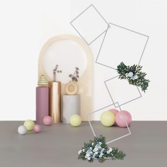Metal Flower Frame Square Garland Plants Display Stand Weddings Backdrop Decor