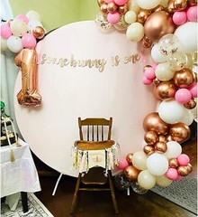 Round Backdrop Stand 6.5 FT Cover Free Fabric Photo Background for Wedding Party