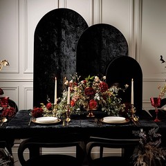 3 BLACK Crushed Velvet Round Top Wedding Arch Backdrop STAND COVERS Set Party