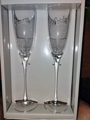 2018 Studio His & Hers Bride & Groom Fluted Cylinder Toasting Glasses Wedding