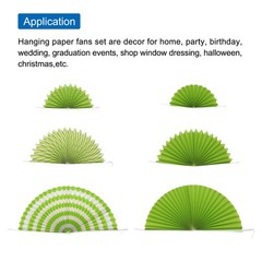 12Pcs Hanging Paper Fans Party Set Decoration for Birthday Wedding Green