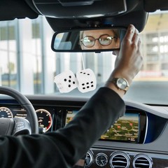 Fuzzy Plush Dice for Car Mirror 2.36” Pair of Retro Square Decoration Dice