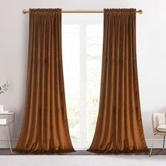 Roslynwood 96-inch Length Brown Velvet Curtains for Bedroom, Rod Pocket Heavy…
